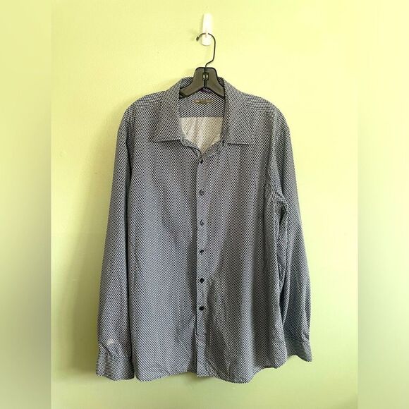 Gap Women’s Navy and White Hexagon Pattern Button Down Shirt 100% Cotton SZ XL - Picture 1 of 6